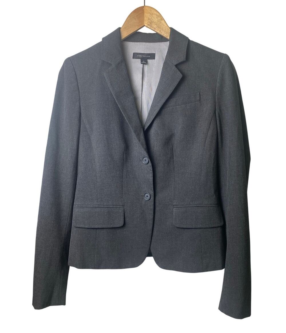 Ann Taylor Notched Collar Two Button Gray Blazer Capsule Wardrobe Women's Size 2